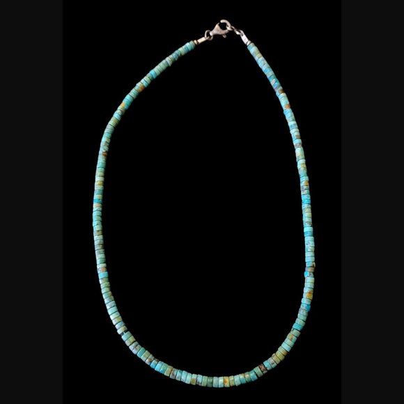 Vintage 925 Sterling Silver Turquoise Pearl Natural Stone 18.5